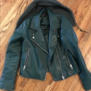 BlankNYC leather Moto jacket, deep green